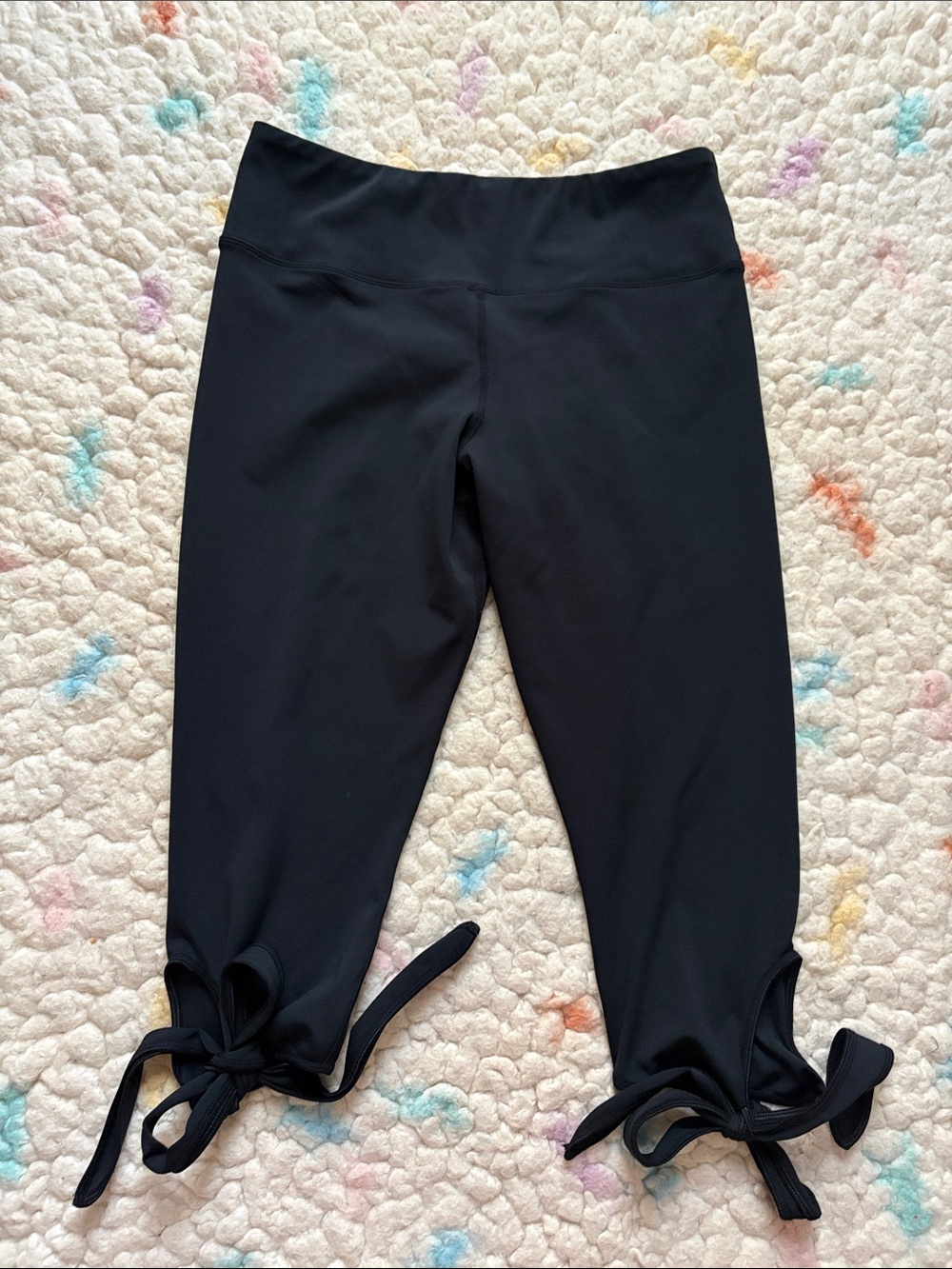 Blackmilk Black Capri Leggings with Tie Hem - Picture 1 of 8